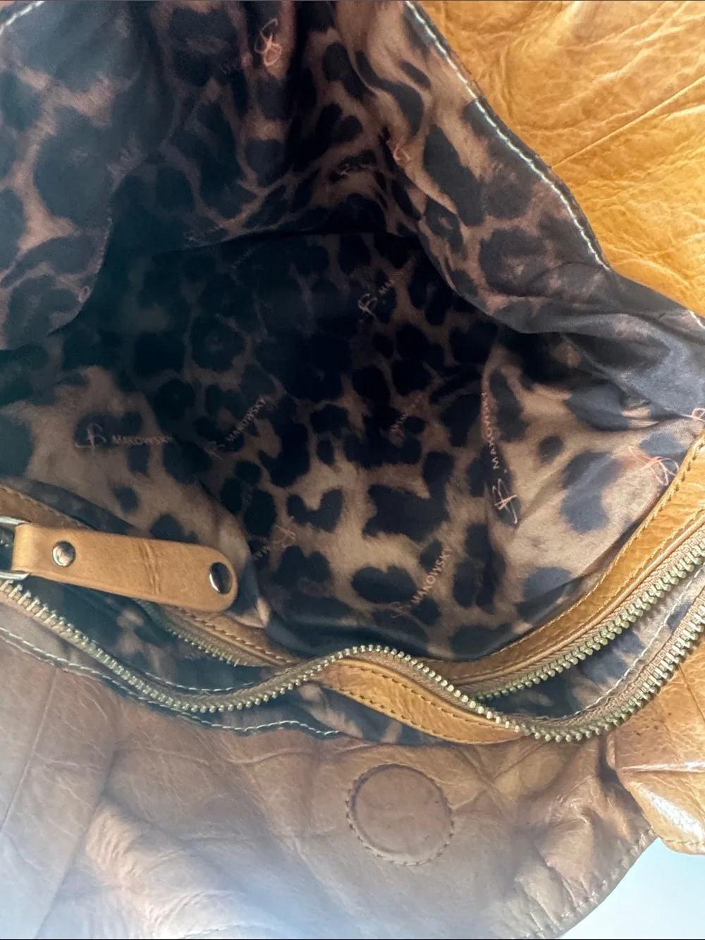 b. makowsky Cognac Leather Hobo with Silver Hardware
